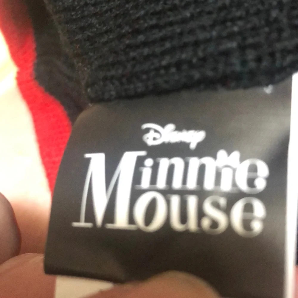 Minnie‎ Mouse Black Red Pom Pom Hat Glove Set NWT